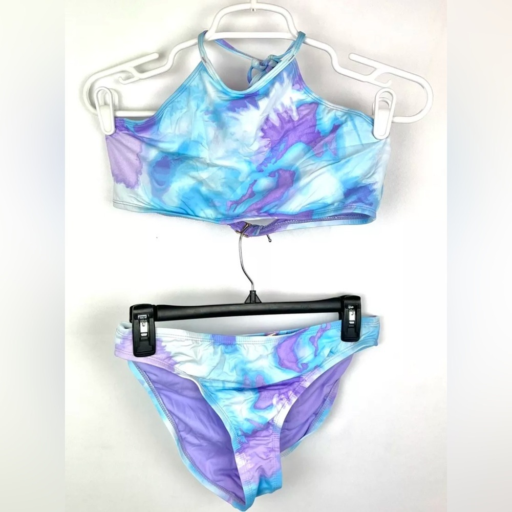 Hobie Girl’s Blue/Purple Tie Dye Two Piece Bikini Swimsuit Set Size 16